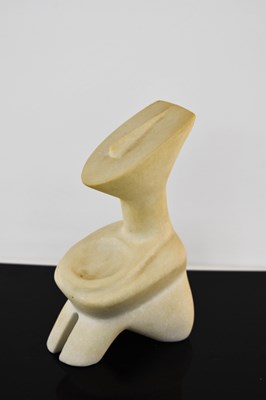 Lot 43 - A modernist white marble sculpture, seated...