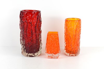 Lot 116 - A group of three Whitefriars glass vases in...