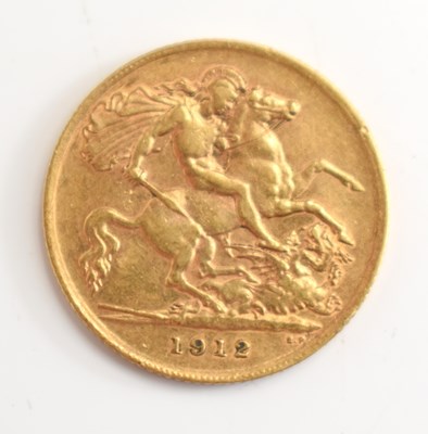 Lot 310 - A George V gold half sovereign, dated 1912.