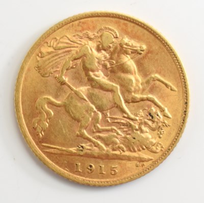 Lot 311 - A George V gold half sovereign, dated 1915.