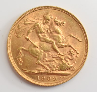 Lot 312 - An Edward VII gold sovereign, dated 1909.