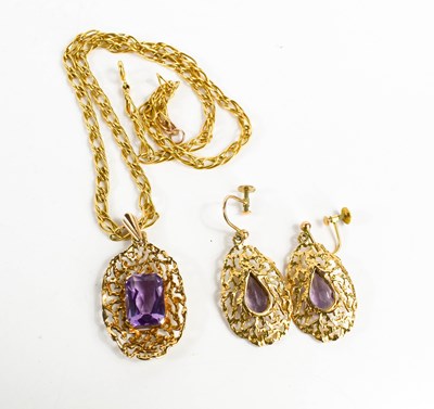 Lot 41 - A demi-parure of 9ct gold and amethyst...