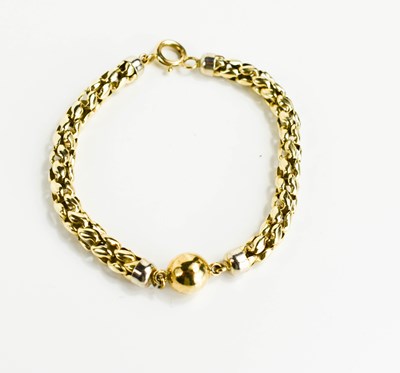 Lot 49 - A 9ct gold bracelet of braided or pierced...