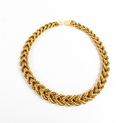 Lot 66 - A 14k gold double ropetwist necklace,...