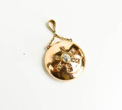 Lot 70 - A rose gold and diamond pendant, with hoop and...