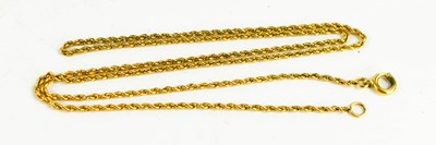 Lot 72 - A gold ropetwist necklace, with circular clasp,...