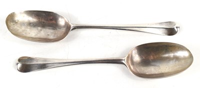 Lot 393 - A Queen Anne silver serving spoon, in the...