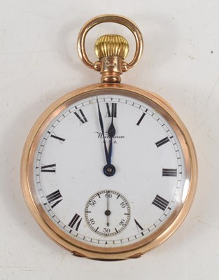 Lot 285 - A 9ct gold cased Waltham pocket watch, the...