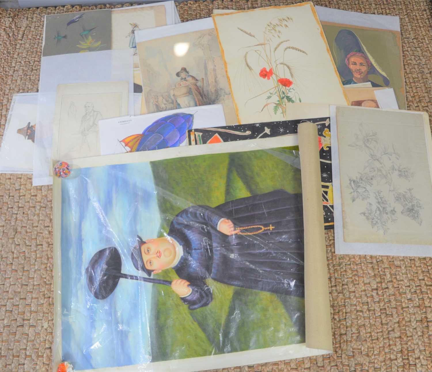 Lot 66 - A large portfolio of paintings, sketches and...