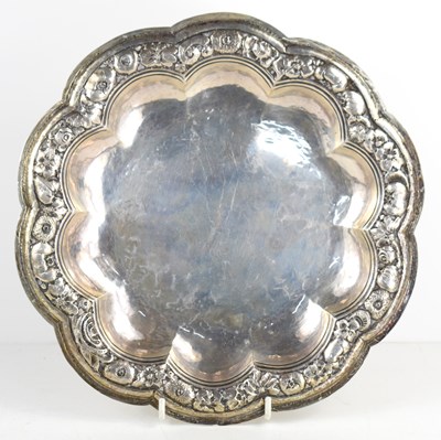 Lot 403 - A Continental 800 grade silver shaped dish,...