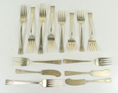 Lot 395 - A group of silver knives and forks, likely...