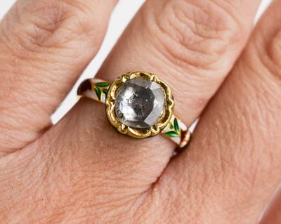 Lot 39 - A diamond, gold and polychrome enamel ring, in...