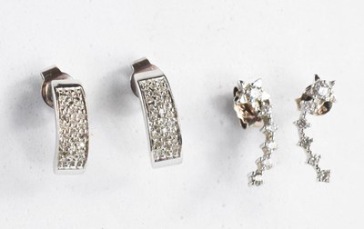 Lot 81 - A pair of 9ct white gold and diamond set stud...