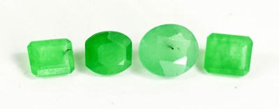 Lot 160 - A group of four green gemstones, likely...