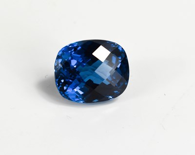 Lot 171 - A 22ct blue tourmaline, facet cut, 18 by 15mm.