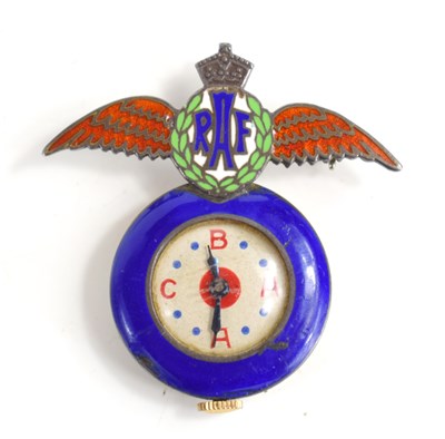 Lot 283 - A WWII RAF ladies enamel watch, Swiss 7 jewel...