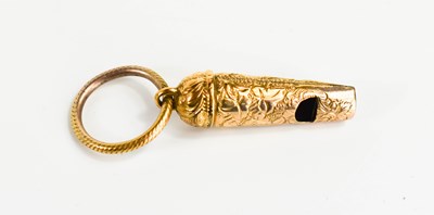 Lot 35 - A small gold whistle, unmarked but testing as...