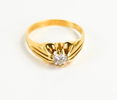 Lot 14 - An 18ct gold and diamond ring, size R, the...