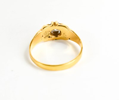 Lot 14 - An 18ct gold and diamond ring, size R, the...