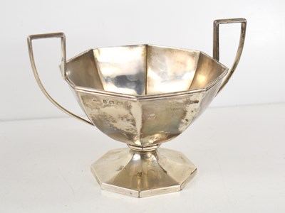 Lot 298 - A silver twin handled pedestal bowl of...