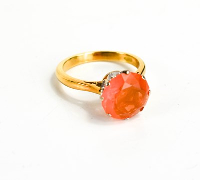 Lot 61 - An 18ct gold and fire opal solitaire ring, the...