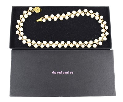 Lot 36 - A pearl choker or collar, of lattice design,...
