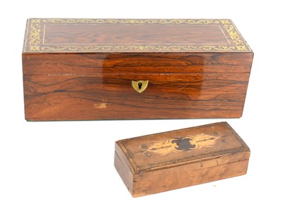 Lot 100 - A Victorian rosewood glove box with brass...