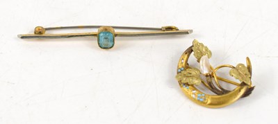 Lot 293 - A Victorian crescent form gilt metal brooch...