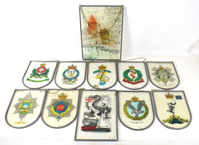 Lot 60 - A group of regimental handpainted glass...
