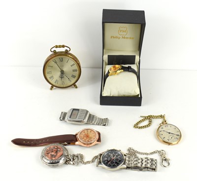 Lot 145 - A group of watches and clocks to include an...