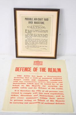 Lot 12 - A WWI 1915 Zeppelin and Aeroplane 'Caution'...