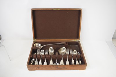 Lot 426 - An oak cased canteen of silver cutlery...