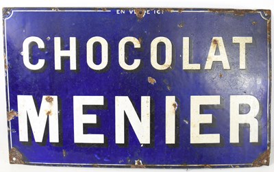 Lot 196 - An original French "Chocolat Menier" enamel...