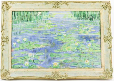 Lot 396 - An oil on board in the manner of Monet,...