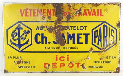 Lot 195 - A vintage French clothing advertising enamel...