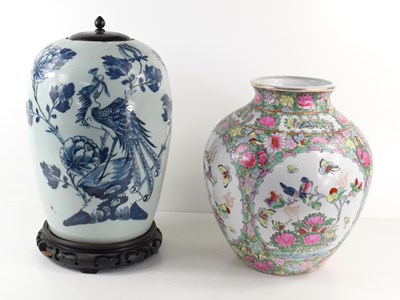 Lot 329 - A Chinese blue and white jar and cover,...