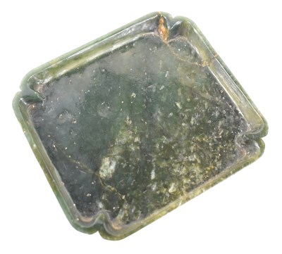 Lot 333 - An antique Chinese spinach jade dish, with...