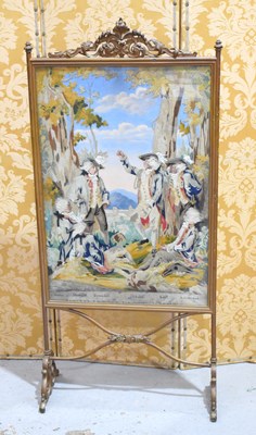 Lot 464 - A late 19th century embroidered firescreen,...