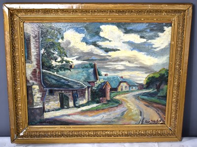 Lot 398 - Leo Hoffman (1922-1986): village scene with...