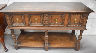 Lot 529 - A 19th century Jacobean style oak sideboard,...