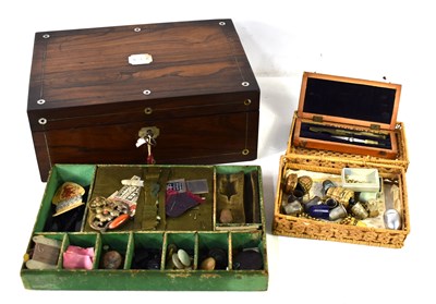 Lot 109 - A 19th century rosewood sewing box, with...