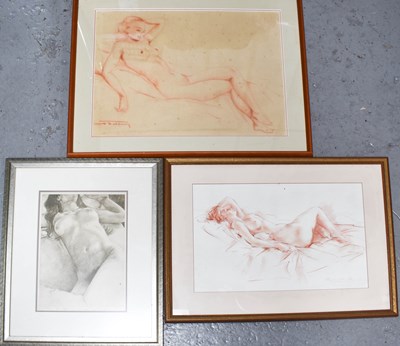 Lot 401 - Simon Chalk (20th century): Reclining Nude,...