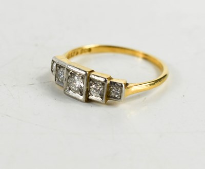 Lot 179 - An 18ct gold, diamond and platinum ring, the...