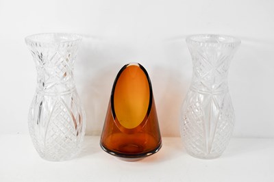 Lot 287 - A pair of large cut glass vases and a...