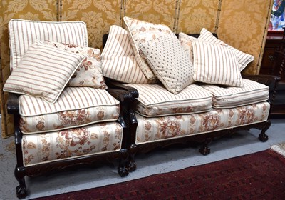 Lot 528 - A mahogany framed bergere style two seater...