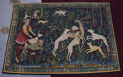 Lot 483 - A French Medieval style tapestry / wall...