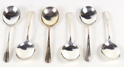 Lot 352 - A set of six silver soup spoons, hallmarked...