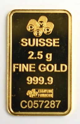 Lot 292 - A Suisse 2.5g fine gold 999.9 ingot.