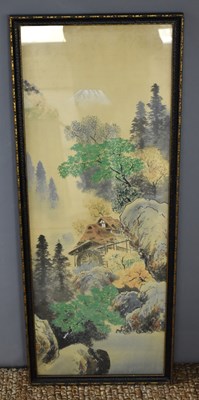 Lot 407 - A Japanese watercolour on silk painting...