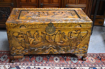 Lot 510 - A large mid 20th century Chinese blanket chest...